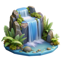 extraordinary abstract beautiful abstract A cascading waterfall plunging into a crystal-clear pool, surrounded by lush ferns and moss, romanticism style, exclusive high resolution png