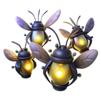 extraordinary abstract beautiful classic A group of fireflies illuminating a dark forest at night, magical and bioluminescent, fantasy art style, high quality original png