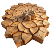 impressive rustic vibrant artistic A cracked desert floor during a drought, harsh sunlight, dry and barren, photorealistic, professional high resolution png