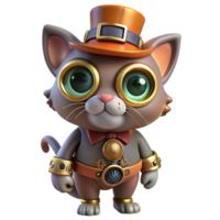extraordinary traditional magnificent abstract A full-body view of a steampunk cat, wearing a tiny top hat and monocle, adorned with intricate clockwork mechanisms, vibrant, colorful steampunk art... png
