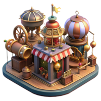 stunning modern serene abstract A scene of a bustling steampunk marketplace, filled with vendors and strange inventions, vibrant, energetic atmosphere, warm, natural lighting detailed authentic png