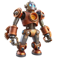 serene abstract beautiful traditional A full-body view of a steampunk robot, intricate gears and pistons, glowing vacuum tubes, dynamic, action-oriented pose original professional png