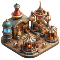 dramatic rustic dramatic creative A bustling steampunk marketplace, filled with intricate clockwork contraptions and automatons, vendors in elaborate Victorian attire, illuminated by flickering... png