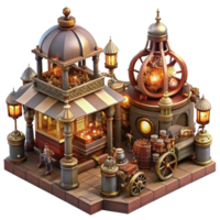 stunning contemporary elegant minimalist A bustling steampunk marketplace, filled with intricate clockwork contraptions and automatons, vendors in elaborate Victorian attire, illuminated by... png