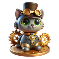 impressive modern beautiful classic A steampunk cat wearing a tiny top hat and monocle, sitting atop a pile of gears and cogs, illuminated by a warm, ambient light.... png