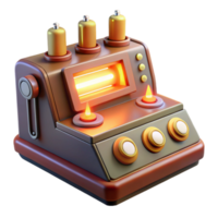 elegant minimalist elegant traditional A vintage computer console with glowing vacuum tubes, flickering dials, and intricate wiring, warm incandescent lighting, retrofuturistic style detailed high... png