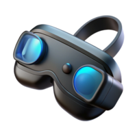 extraordinary modern magnificent classic A pair of virtual reality goggles floating in mid-air, sleek black design with glowing lenses, soft ambient lighting, minimalist style detailed 4K png