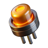 impressive vintage extraordinary traditional A single, oversized transistor emitting a warm orange glow, detailed metallic texture, dramatic lighting, retrofuturistic style premium professional png