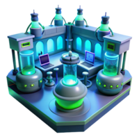 vibrant abstract impressive contemporary A futuristic laboratory filled with glowing equipment and holographic displays, cool blue and green lighting, cyberpunk style professional exclusive png