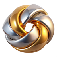 beautiful abstract vibrant contemporary Interlocking, biomorphic shapes in metallic silver and gold, reflecting a warm, golden light, rendered in a sleek, futuristic style exclusive authentic png