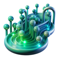 dramatic creative magnificent modern An abstract representation of data flow, visualized as streams of glowing particles moving along complex pathways, rendered in cool blues and greens, lit by a... png