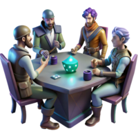 stunning abstract serene creative A group of space pirates in a dimly lit cantina, holographic dice game on the table, dramatic chiaroscuro lighting. Graphic novel style authentic original png
