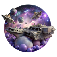 vibrant traditional beautiful rustic A spaceship graveyard, derelict ships floating in space, nebula backdrop, eerie, atmospheric lighting. Space opera style exclusive premium png