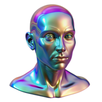 lindo moderno sereno vintage uma holográfico projeção do uma humano face, falha e distorcendo, contra uma Sombrio fundo. cyberpunk, abstrato estilo profissional original png