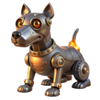 stunning abstract vibrant minimalist A steampunk robotic dog, intricate clockwork mechanisms visible, sitting obediently, lit by a warm fireplace glow, photorealistic style 4K premium png