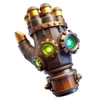 vibrant rustic vibrant minimalist A steampunk gauntlet, intricate gears and glowing tubes, worn on a gloved hand, dramatic lighting, cyberpunk style exclusive professional png