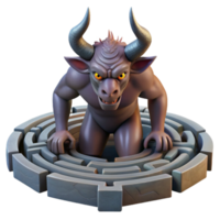 magnificent modern magnificent modern A powerful minotaur trapped in a labyrinth, rendered in a gritty, realistic style with dark shadows and a claustrophobic atmosphere genuine detailed png