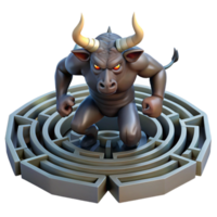 elegant modern beautiful modern A powerful minotaur trapped in a labyrinth, rendered in a gritty, realistic style with dark shadows and a claustrophobic atmosphere premium exclusive png