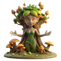 dramatic classic stunning modern A serene dryad emerging from an ancient oak, adorned with moss and glowing mushrooms, rendered in a hyperrealistic style with soft, dappled sunlight original genuine png