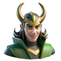 magnificent contemporary impressive classic A mischievous Loki transforming into a raven, rendered in a stylized, graphic novel style with sharp lines and contrasting colors premium original png
