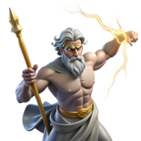 sereno classico elegante classico un' potente Zeus lanciare un' fulmine bullone a partire dal montare Olimpo, raffigurato nel un' drammatico, Rinascimento stile con realistico dettagli e intenso illuminazione genuino autentico png