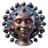 dramatic minimalist impressive vintage A swarm of nanobots forming the shape of a human face, backlighting highlighting the intricate details, biopunk style authentic exclusive png