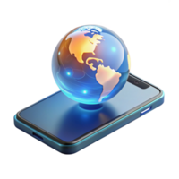 beautiful creative dramatic abstract A transparent, levitating smartphone displaying a holographic world map, cool, ambient lighting, minimalist style professional professional png