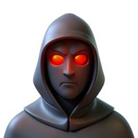 dramático vintage lindo minimalista retrato do uma misterioso figura envolto dentro sombras, com só 1 brilhando vermelho olho visível. sutil iluminação. Sombrio fantasia estilo 4k genuíno png