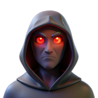 wonderful contemporary wonderful modern Portrait of a mysterious figure shrouded in shadows, with only one glowing red eye visible. Low-key lighting. Dark fantasy style 4K 4K png