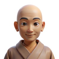 vibrant modern beautiful modern Portrait of a serene monk with a shaved head, wearing simple robes and a peaceful expression. Soft, natural lighting. Spiritual art style 4K premium png