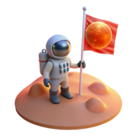 extraordinary minimalist elegant traditional A lone astronaut, planting a flag on a desolate, red planet, the flag illuminated by the bright glare of the twin suns in the sky genuine exclusive png