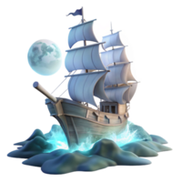 extraordinary rustic beautiful classic A spectral ghost ship sailing through a stormy, moonlit sea, dramatic lighting, romanticism style high resolution exclusive png