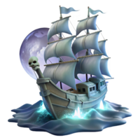 serene contemporary serene rustic A spectral ghost ship sailing through a stormy, moonlit sea, dramatic lighting, romanticism style genuine original png