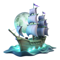 beautiful abstract vibrant vintage A spectral ghost ship sailing through a stormy, moonlit sea, dramatic lighting, romanticism style authentic 4K png
