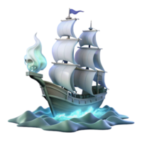 magnificent minimalist wonderful vintage A spectral ghost ship sailing through a stormy, moonlit sea, dramatic lighting, romanticism style exclusive premium png