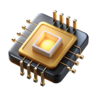 elegant contemporary serene modern A single microchip, its golden circuits intricately detailed, floating in a dark void, illuminated by a single ray of ethereal white light authentic original png