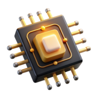 impressive contemporary wonderful creative A single microchip, its golden circuits intricately detailed, floating in a dark void, illuminated by a single ray of ethereal white light genuine original png