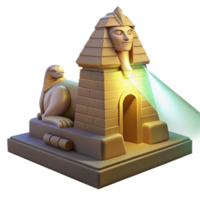 dramatic artistic impressive creative A mysterious sphinx guarding a hidden temple, illuminated by a single beam of light, ancient Egyptian style high resolution exclusive png