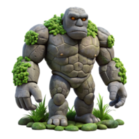 elegant modern beautiful classic A colossal golem made of living stone lumbering through a dense jungle, dappled sunlight and shadow, realistic style authentic genuine png