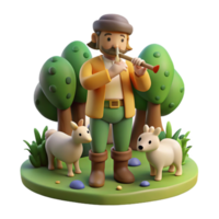 serene artistic magnificent traditional Pan playing his pipes in a forest clearing, surrounded by woodland creatures, pastoral style, warm sunlight high quality high resolution png