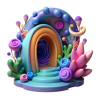 vibrant abstract dramatic minimalist A portal swirling with vibrant colors, leading to an unknown dimension, surrounded by strange, alien flora, psychedelic style professional original png