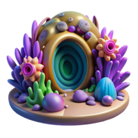 serene modern extraordinary artistic A portal swirling with vibrant colors, leading to an unknown dimension, surrounded by strange, alien flora, psychedelic style premium high quality png