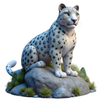 beautiful artistic elegant abstract A majestic snow leopard perched on a moss-covered rock, illuminated by a soft, ethereal moonlight, rendered in a hyperrealistic style high resolution exclusive png