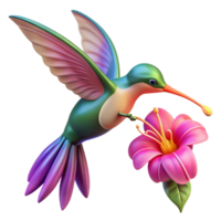 wonderful artistic vibrant creative A vibrant hummingbird hovering near a fuchsia flower, bokeh background blur, art nouveau style, warm and inviting color palette exclusive professional png