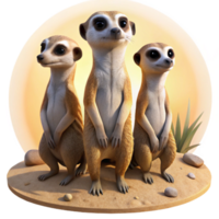 extraordinary artistic beautiful modern A group of meerkats standing alert in the desert, warm midday sun, highly detailed realism, cinematic lighting original premium png