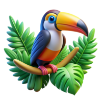impressive abstract dramatic rustic A colorful toucan perched on a branch, vibrant tropical setting, bold and graphic style, contrasting colors exclusive high resolution png