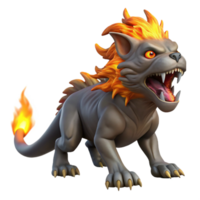elegant minimalist vibrant artistic A chimera breathing fire, Greek mythology, dramatic lighting, hyperrealistic style, detailed scales and fur, fiery background glow high quality high resolution png