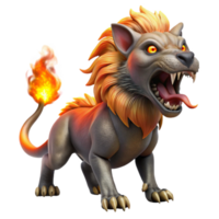 beautiful abstract extraordinary modern A chimera breathing fire, Greek mythology, dramatic lighting, hyperrealistic style, detailed scales and fur, fiery background glow original high quality png