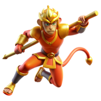 vibrant modern elegant vintage Sun Wukong, the Monkey King, battling a celestial soldier, Chinese mythology, vibrant colors, dynamic pose, comic book style premium high quality png