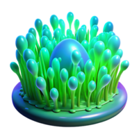 extraordinary rustic dramatic contemporary A field of pulsating, bioluminescent algae, in shades of electric green and neon blue, with a vibrant, psychedelic style high quality professional png